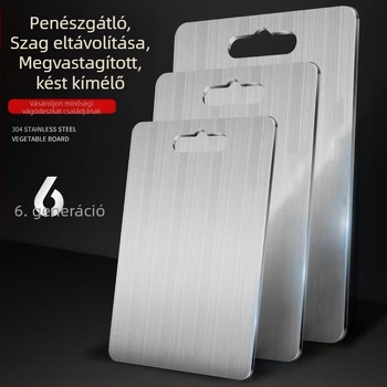Rozsdamentes acél vágódeszka, dupla oldalú, vastag, antibakteriális és penész elleni, tartós, nagy konyhai deszka
