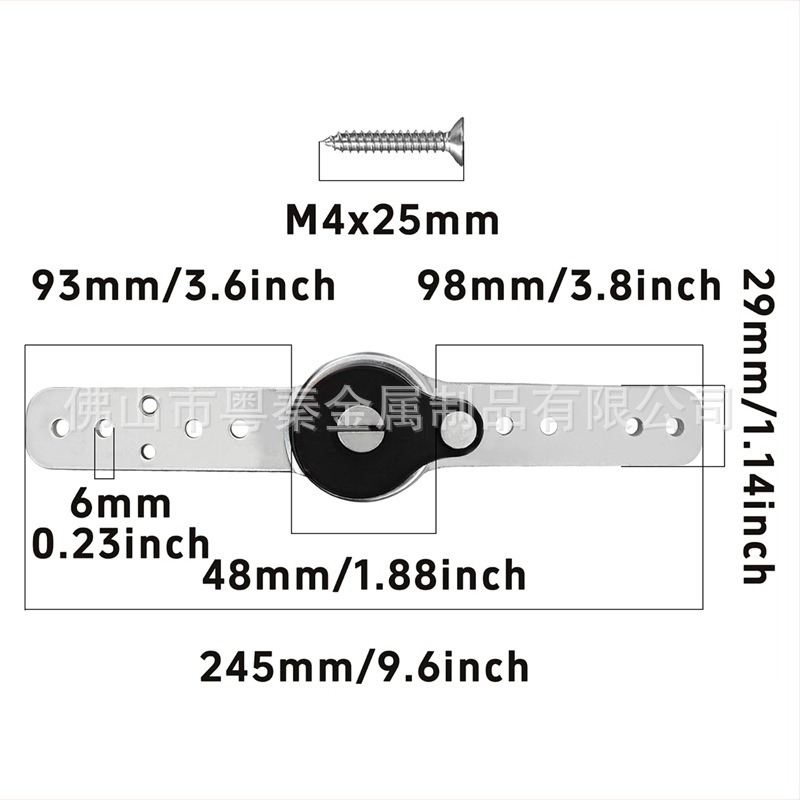 Szekrényajtó csuklópánt, modell 809, vasból, csiszolt felülettel, 3,5 mm vastagság