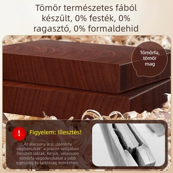 Tömörfa vágódeszka, kétoldalas, penészmentes, konyhai használatra