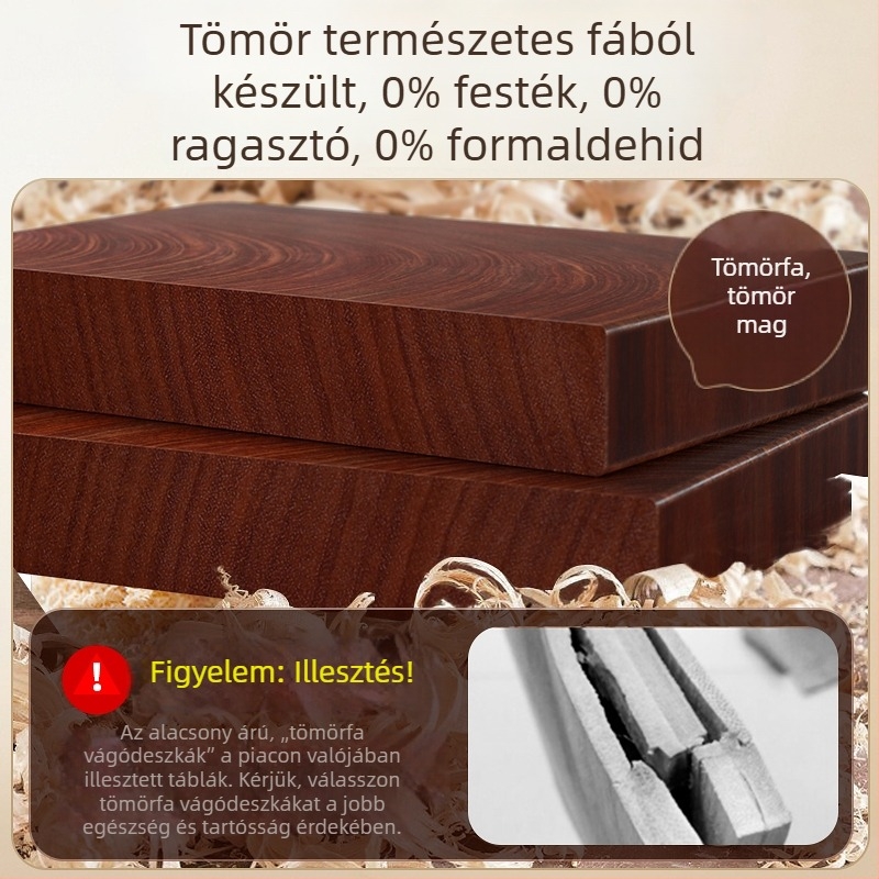 Tömörfa vágódeszka, kétoldalas, penészmentes, konyhai használatra