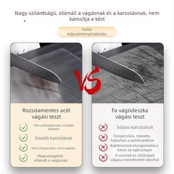 304 rozsdamentes acél vágódeszka, kétoldalas, megnövelt vastagságú, penész- és baktériumálló, otthoni és professzionális konyhákhoz
