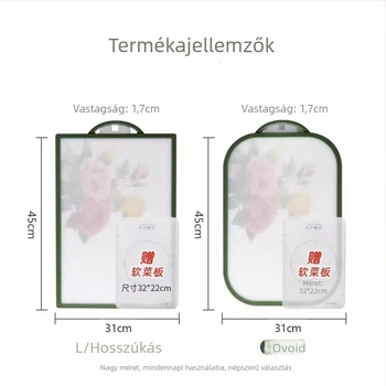 Vágódeszka, koreai stílus, PE anyag, antibakteriális, háztartási használatra