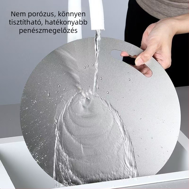 304 rozsdamentes acél vágódeszka, kétoldalas, csúszásmentes, hordozható konyhai deszka