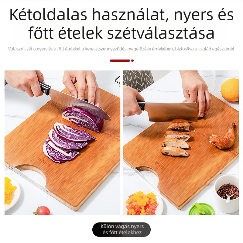 Supor bambusz vágódeszka, ragasztó nélkül, festék nélkül, kétoldalas, antibakteriális, modell Z403022AD1