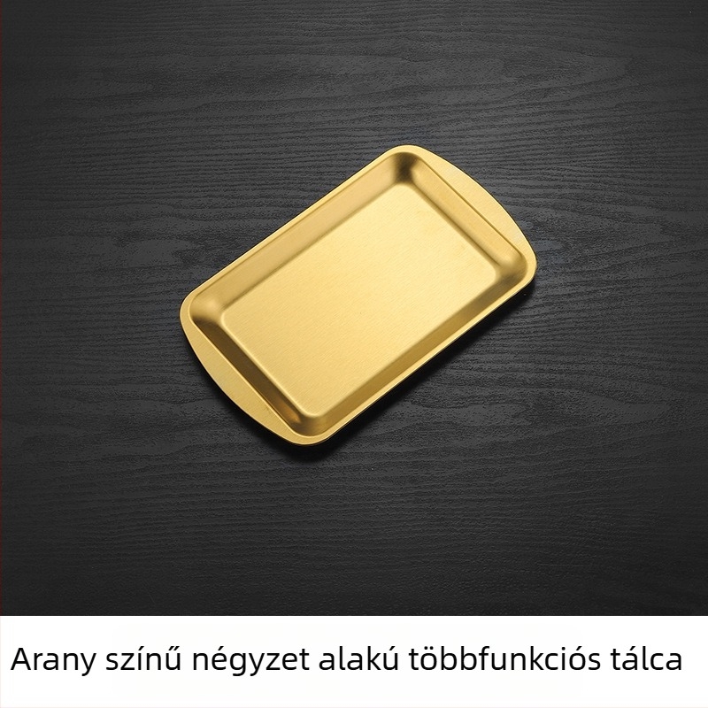 Vastagított rozsdamentes acélból készült koreai stílusú téglalap alakú grill tál dupla fogantyúval
