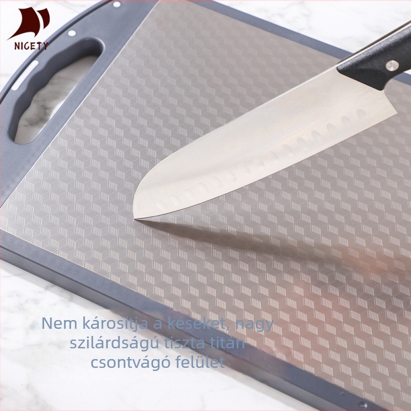 Kétoldalas titán vágódeszka, antibakteriális és penészmentes, titánból és búzaszárból