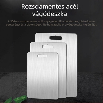 304 rozsdamentes acél vágódeszka, kétoldalas, vastagított, konyhai és kereskedelmi használatra, antibakteriális és penészmentes