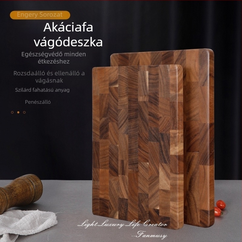 Engery sorozat thai akácfa vágódeszka, vastag, kétoldalas, otthoni konyhára, antibakteriális