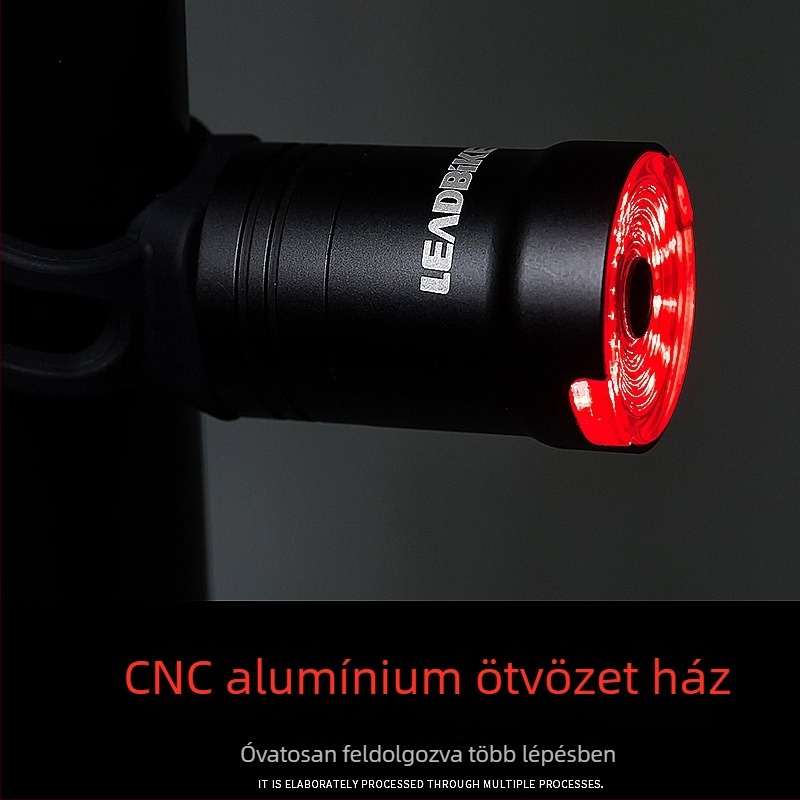 Intelligens szenzorral ellátott kerékpárlámpa hátsó fény funkcióval, Type-C töltés, vízálló, éjszakai vezetés figyelmeztetés