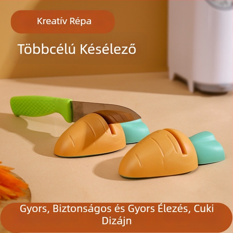 Répa alakú kézi késélező, hordozható; gyémánt felületű, mágneses konyhai késélező