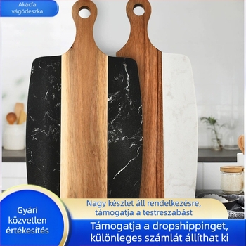 Új kéttónusú vágódeszka, márvány és akácfa – konyhai sajtdeszk
