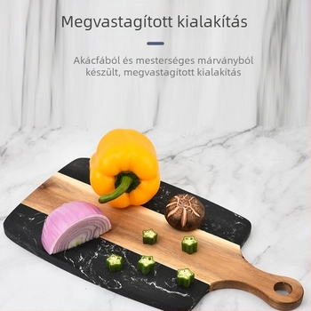 Új kéttónusú vágódeszka, márvány és akácfa – konyhai sajtdeszk