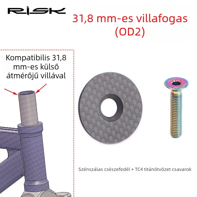 RISK szénszálas kupakfedél hegyikerékpárokhoz és országúti kerékpárokhoz — kormánycsapfedél, első villa fedél, titánötvözet csavarok