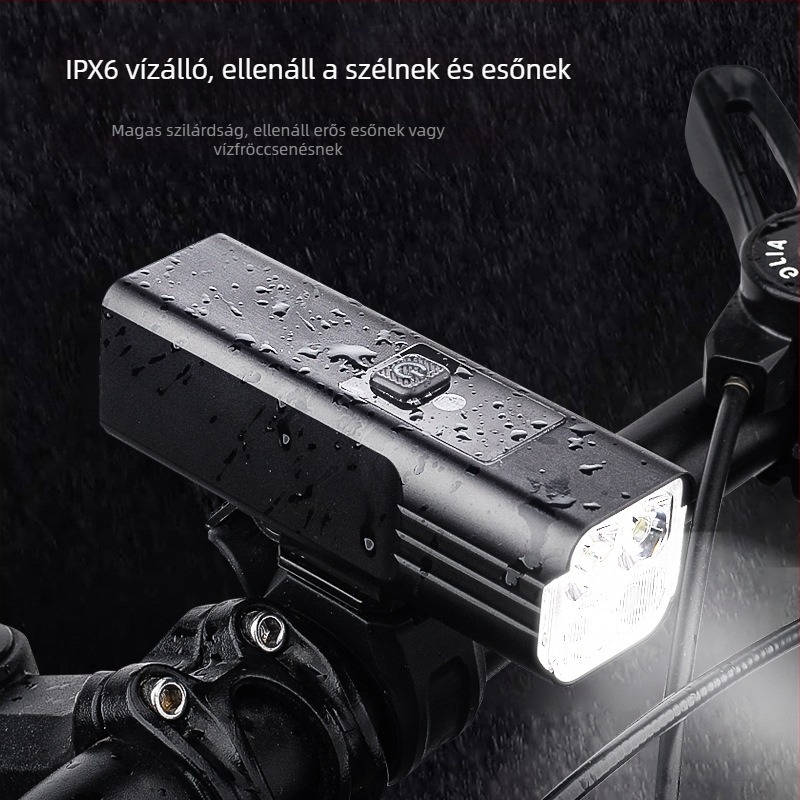 1800 lumen kerékpárfény, 4 LED, vízálló, Type-C töltés, hegyi kerékpárhoz