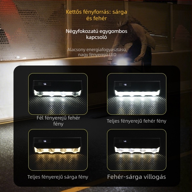 Kerékpár előfénye nagy fényerővel éjszakai bringázáshoz, USB-C töltés, 4000mAh akkumulátor