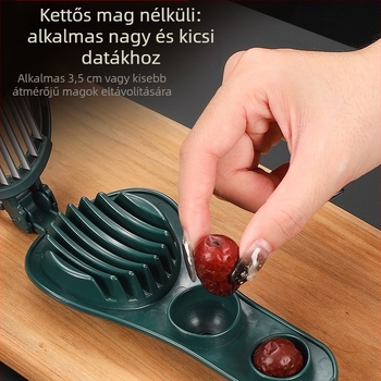 Two-In-One Jujube Core Remover and Slicer – Gumírozott, többfunkciós gyümölcsdaráló datokra, epre és tojásokra