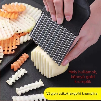 Burgonya vágó hullám pengével és rácsos szeletelővel – konyhai zöldségvágó