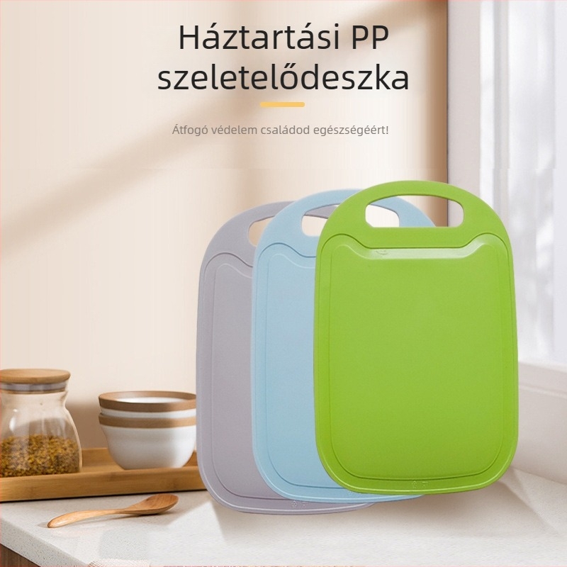Műanyag vágódeszka leeresztő hornyával, hordozható, modern minimalista dizájn, 2017-es modell.