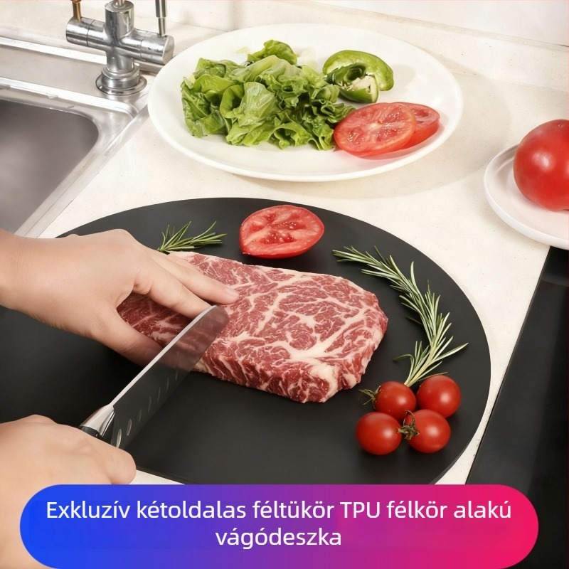 PP vágódeszka, antibakteriális és penészmentes, kétoldalas, összecsukható és hordozható