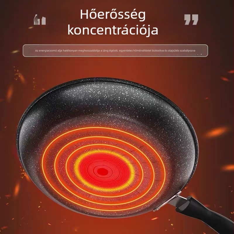 Vasból készült, tapadásmentes serpenyő, modern minimális stílus, egylapos aljzattal, általános tűzhelyhez való