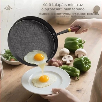 Régi stílusú vas serpenyő, lapos aljzattal, bevonat nélkül, indukcióhoz kompatibilis, vastagított aljzattal