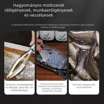Vezeték nélküli elektromos hal pikkely eltávolító, rozsdamentes acél, testreszabható töltőkábel, konyhai gadget