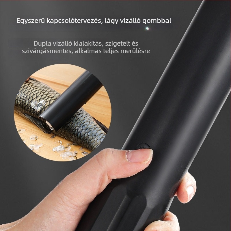 Vezeték nélküli elektromos hal pikkely eltávolító, rozsdamentes acél, testreszabható töltőkábel, konyhai gadget