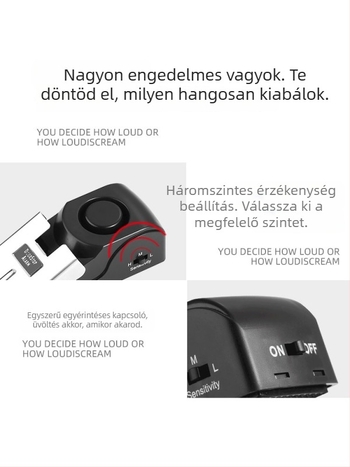 Hordozható ajtóriasztó pillangózár típusú, műanyag, Modell: 01, Haobang