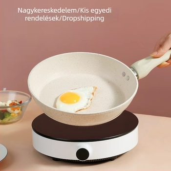 Maifan-kő bevonat tapadásmentes serpenyő steakhez, többfunkciós serpenyő palacsintához és tojásokhoz, vastag alj, indukciós tűzhelyhez és nyílt tűzön egyaránt alkalmas
