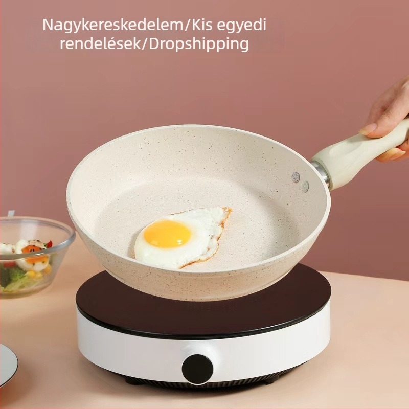 Maifan-kő bevonat tapadásmentes serpenyő steakhez, többfunkciós serpenyő palacsintához és tojásokhoz, vastag alj, indukciós tűzhelyhez és nyílt tűzön egyaránt alkalmas