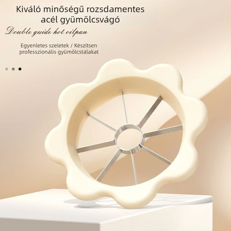 Multifunkcionális alma- és gyümölcsszeletelő, magkivágóval, szeleteléshez és elválasztáshoz, rozsdamentes acél kés.