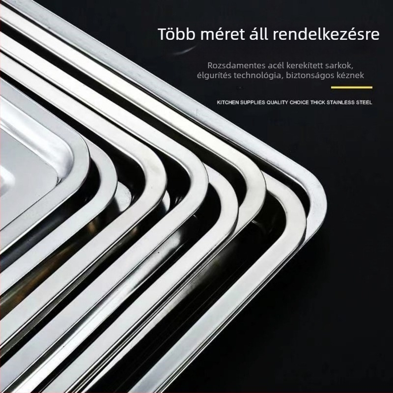 Dingfa Rozsdamentes acél sekély négyzetes tálca, tükörfényes felület, 18–18,9 cm átmérő, sütéshez, pároláshoz és grillezéshez