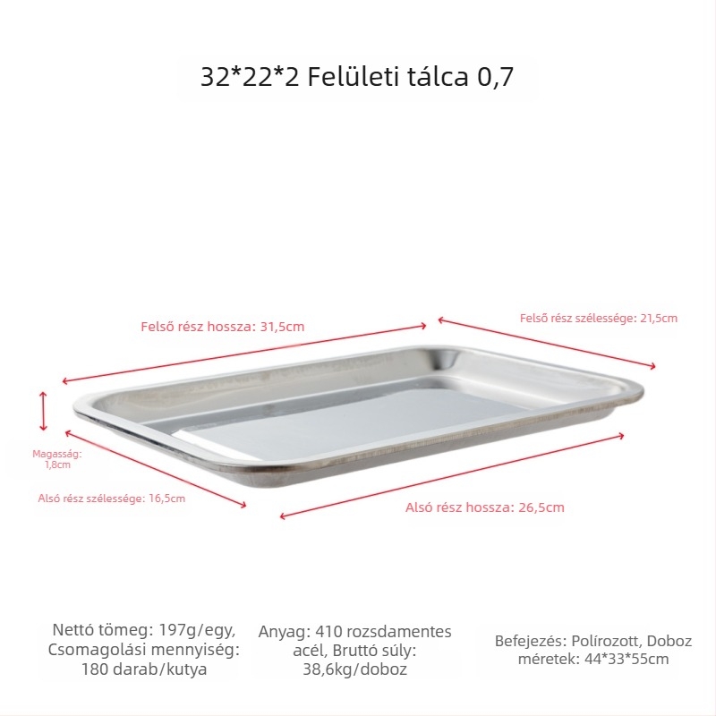 Dingfa Rozsdamentes acél sekély négyzetes tálca, tükörfényes felület, 18–18,9 cm átmérő, sütéshez, pároláshoz és grillezéshez