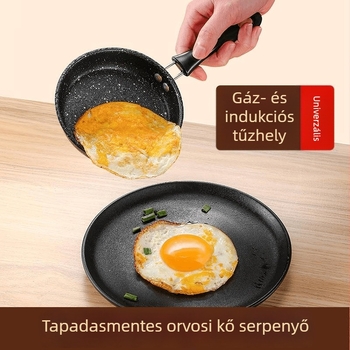 Maifan-kő bevonat mini serpenyő otthoni használatra, tapadásmentes, ideális tojásokhoz és párolt ételekhez, lapos serpenyő minden tűzhelyhez