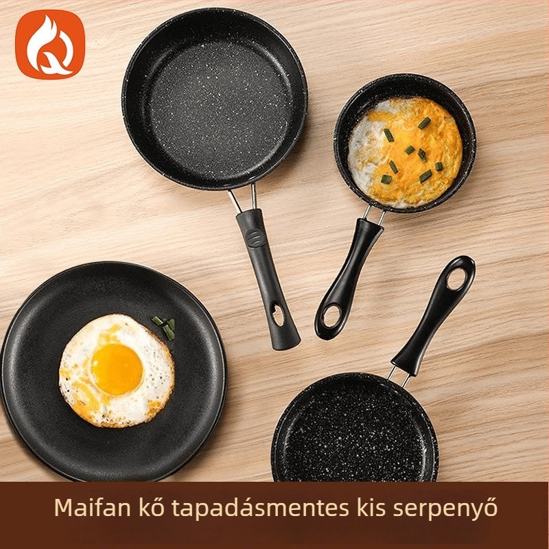 Maifan-kő bevonat mini serpenyő otthoni használatra, tapadásmentes, ideális tojásokhoz és párolt ételekhez, lapos serpenyő minden tűzhelyhez