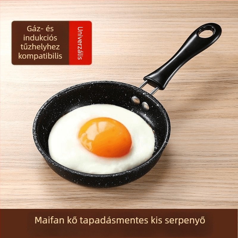 Maifan-kő bevonat mini serpenyő otthoni használatra, tapadásmentes, ideális tojásokhoz és párolt ételekhez, lapos serpenyő minden tűzhelyhez