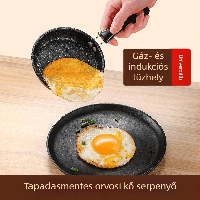 Maifan-kő bevonat mini serpenyő otthoni használatra, tapadásmentes, ideális tojásokhoz és párolt ételekhez, lapos serpenyő minden tűzhelyhez