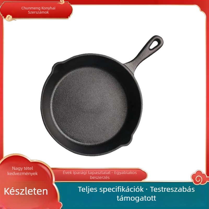 Öntöttvas serpenyő sík aljjal, bevonat nélküli, indukciós tűzhelyhez alkalmas (700 g, 2 cm mélység)