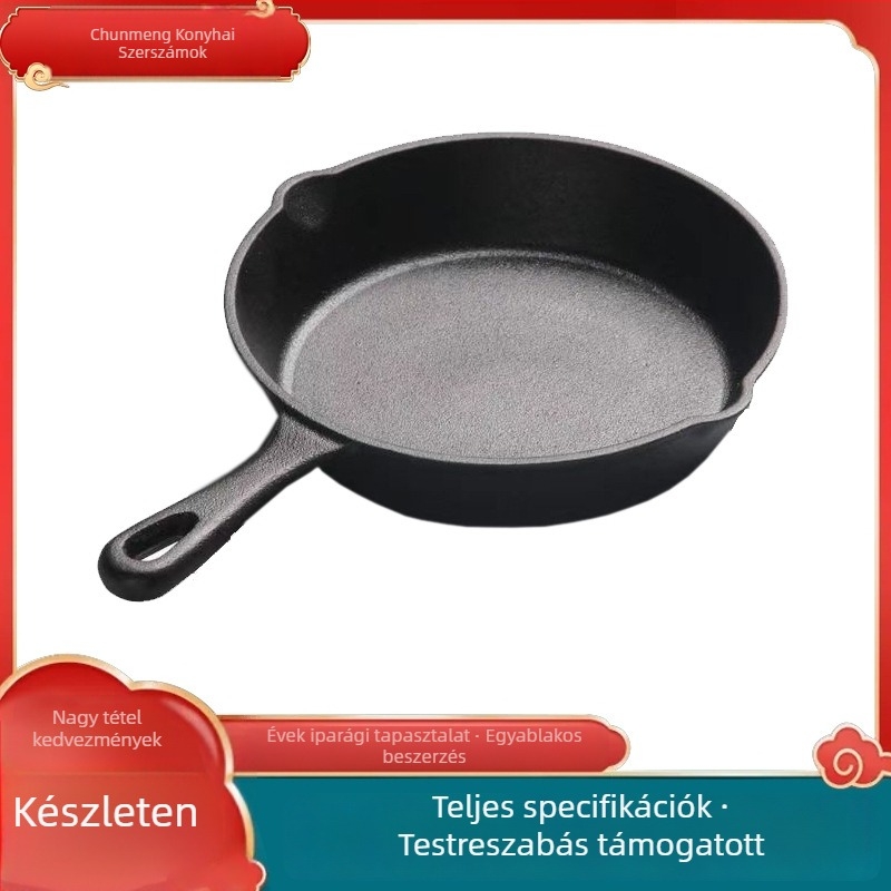 Öntöttvas serpenyő sík aljjal, bevonat nélküli, indukciós tűzhelyhez alkalmas (700 g, 2 cm mélység)