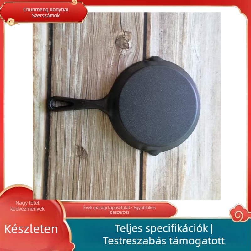 Öntöttvas serpenyő sík aljjal, bevonat nélküli, indukciós tűzhelyhez alkalmas (700 g, 2 cm mélység)