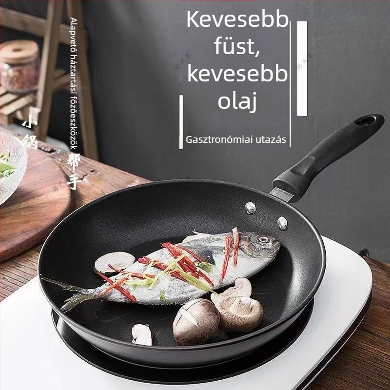 Maifan kő wok serpenyő, tapadásmentes — sík aljzat, gáztűzhelyhez használható, plazma bevonat