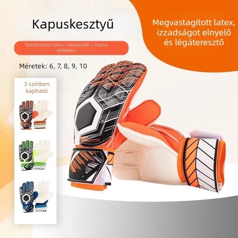 Futballkapus kesztyűk fiataloknak és felnőtteknek, professzionális ujjvédelmi, csúszásmentes, edzésre alkalmas, kopásálló