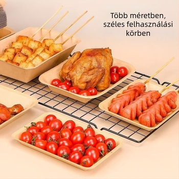 Egyszer használatos Kraft papír hosszúkás snack tál grillhez – sült csirke és sült krumpli, biológiailag lebomló, mikróban nem használható, Silk Screen logónyomás, egyedi feldolgozás