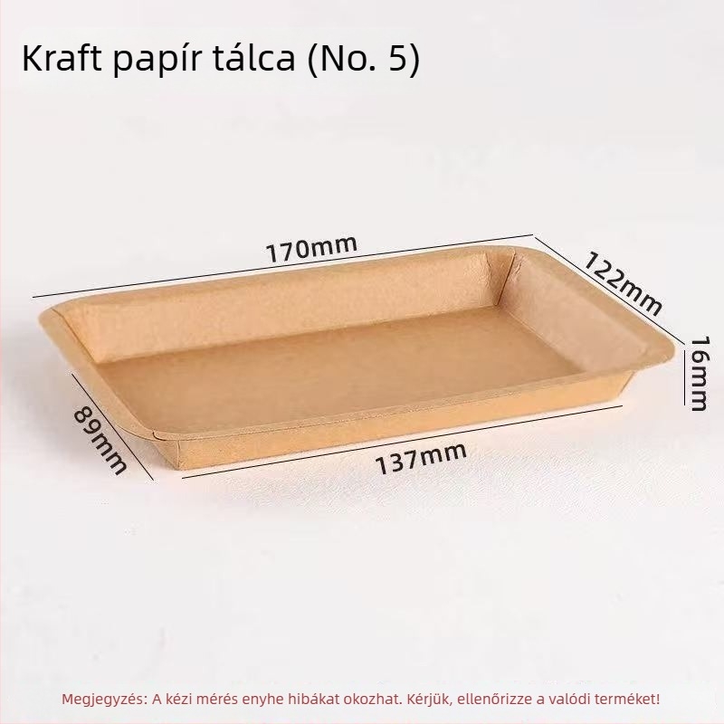 Egyszer használatos Kraft papír hosszúkás snack tál grillhez – sült csirke és sült krumpli, biológiailag lebomló, mikróban nem használható, Silk Screen logónyomás, egyedi feldolgozás