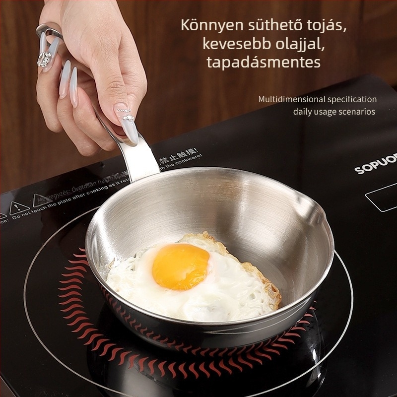 Élelmiszer-minőségű fedő nélküli rozsdamentes acél serpenyő, sík aljjal, indukciós kompatibilis, 316-os rozsdamentes acél, 4 cm mélység