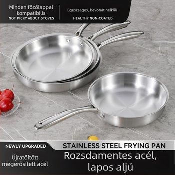 201 rozsdamentes acélból készült serpenyő / wok, tapadásmentes, indukciós és gáztűzhely kompatibilis, modell 011
