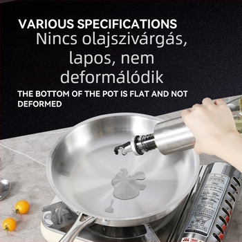 201 rozsdamentes acélból készült serpenyő / wok, tapadásmentes, indukciós és gáztűzhely kompatibilis, modell 011