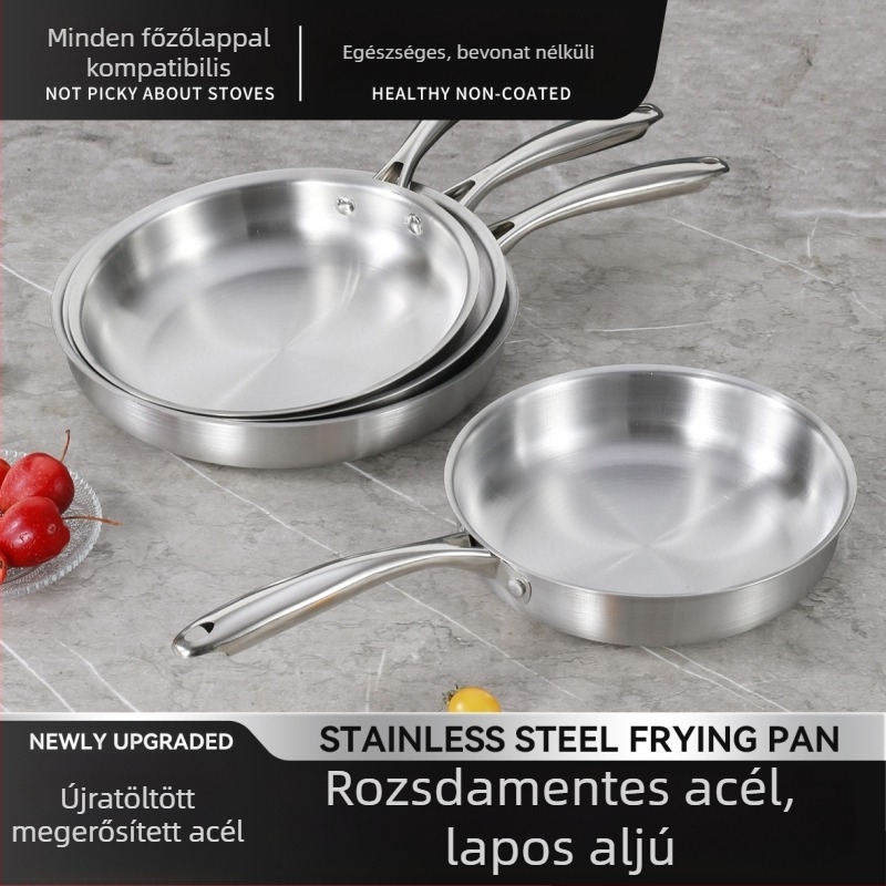 201 rozsdamentes acélból készült serpenyő / wok, tapadásmentes, indukciós és gáztűzhely kompatibilis, modell 011