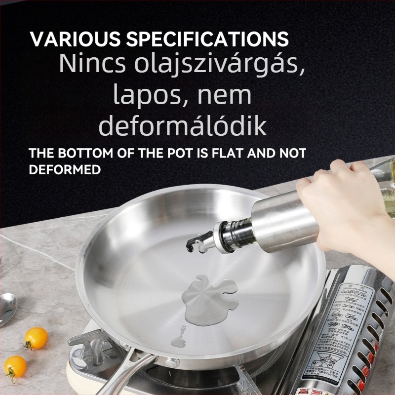 201 rozsdamentes acélból készült serpenyő / wok, tapadásmentes, indukciós és gáztűzhely kompatibilis, modell 011