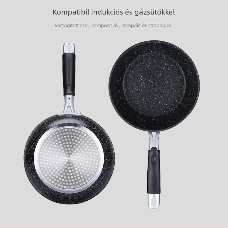 Otthonra szánt wok, japán stílus, tapadásmentes Maifan kő bevonattal, alumínium ötvözet, modell YWDT-2002